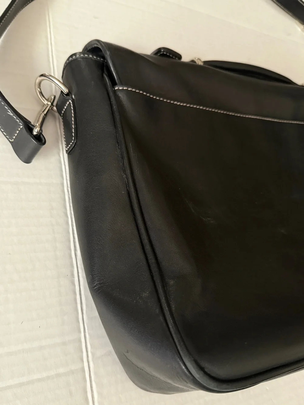 Vtg Coach Black Leather Turn-lock Laptop Bag Briefcase or Messenger Bag #6457